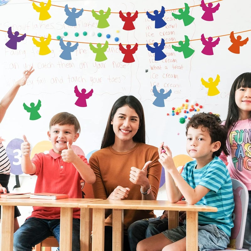 Geyee 108 Pcs Angel Cutout Paper Angel Cutouts Christmas Paper Cutout Assorted Color Cutouts Small Bulletin Board Die Cuts for DIY Kids Projects Craft School Party Decor - Image 5